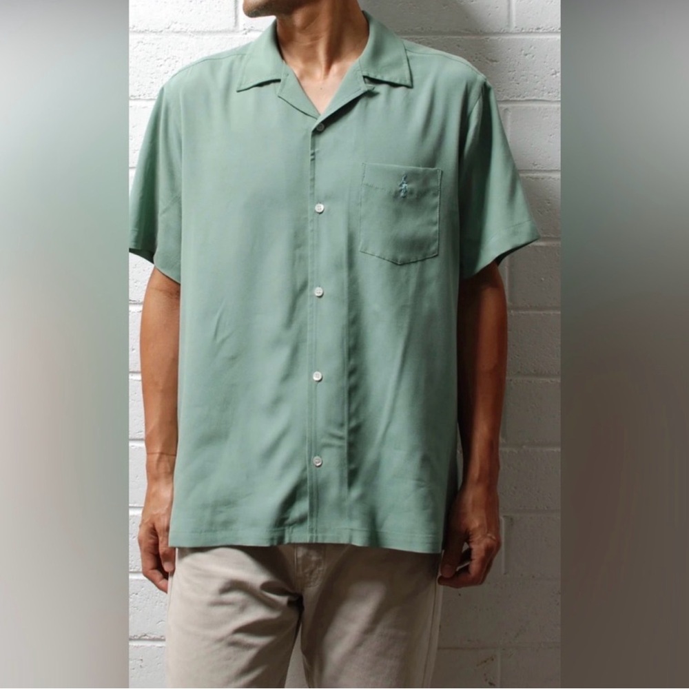 Tommy Bahama Silk Short Sleeve Camp Shirt | Green | Size Large